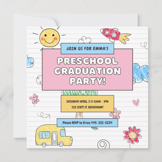 Eenvoudige Schattigee kleuterschool afstudeerfeest Kaart (Voorkant)