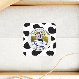 Eenvoudige Schattigee Koe Print Foto Bedankt voor Vierkante Sticker