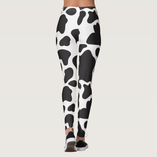 Eenvoudige Schattigee Koe Print zwart-wit Leggings (Achterkant)