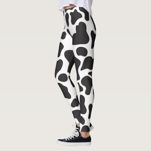 Eenvoudige Schattigee Koe Print zwart-wit Leggings (Links)