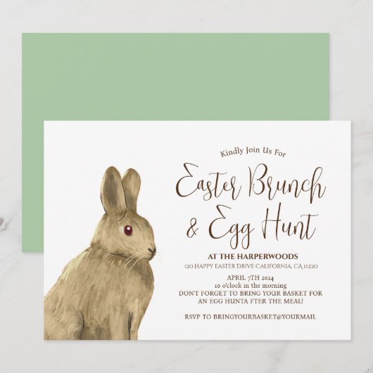 Eenvoudige Schattigee konijn paasbrunch eierjacht Kaart (Voorkant / Achterkant)