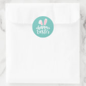 Eenvoudige Schattigee konijnenoren Happy Easter |  Ronde Sticker (Tas)