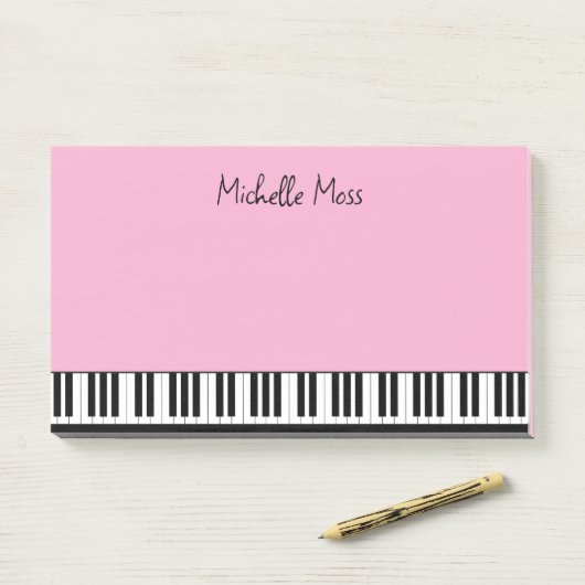Eenvoudige Schattigee Musical Piano Keyboard Roze Post-it® Notes (Op bureau)