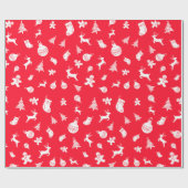 Eenvoudige Schattigee rode en witte kerst Cadeaupapier (Vlak)