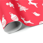 Eenvoudige Schattigee rode en witte kerst Cadeaupapier (Rol Hoek)