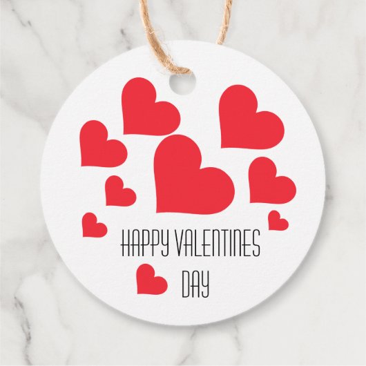 Eenvoudige Schattigee Rode Harten op Witte Valenti Bedankjes Labels (Achterkant)