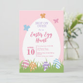 Eenvoudige & Schattigee Roze Pastel Easter Egg Hun Kaart (Staand voorkant)