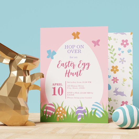 Eenvoudige & Schattigee Roze Pastel Easter Egg Hun Kaart