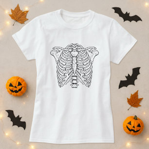 Eenvoudige Schattigee skeletribbenkast T-shirt