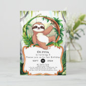 Eenvoudige Schattigee Sloth Verjaardag Kaart (Staand voorkant)