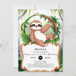 Eenvoudige Schattigee Sloth Verjaardag Kaart