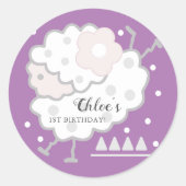 Eenvoudige Schattigee springlam lavendel 1e verjaa Ronde Sticker (Voorkant)