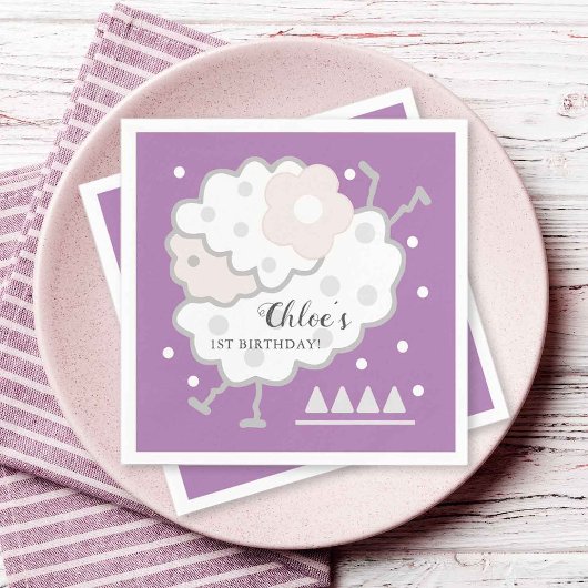 Eenvoudige Schattigee springlam lavendel 1e verjaa Servet