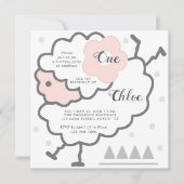 Eenvoudige Schattigee springlam roze & wit 1e verj Kaart (Voorkant)