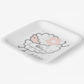 Eenvoudige Schattigee springlam roze & wit 1e verj Papieren Bordje (Gebogen)