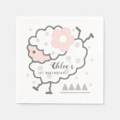 Eenvoudige Schattigee springlam roze & wit 1e verj Servet (Voorkant)