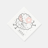 Eenvoudige Schattigee springlam roze & wit 1e verj Servet (Hoek)