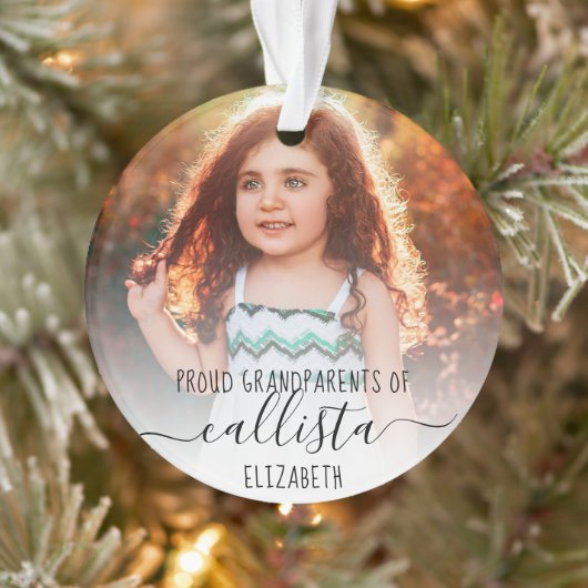 Eenvoudige Schattigee Trotse Grootouders Fotonaam Ornament (Boom)