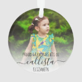 Eenvoudige Schattigee Trotse Grootouders Fotonaam Ornament (achterkant)