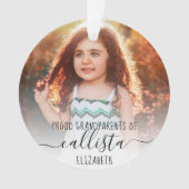 Eenvoudige Schattigee Trotse Grootouders Fotonaam Ornament (voorkant)