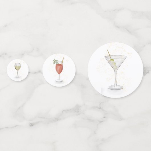 Eenvoudige Schattigee Waterverf grillige cocktails Confetti (Achterkanten)