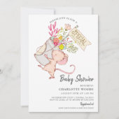 Eenvoudige Schattigee Waterverf Mouse Meisje Baby  Kaart (Voorkant)