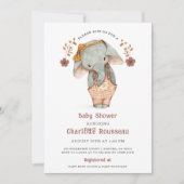 Eenvoudige Schattigee Waterverf Olifant Meisje Bab Kaart (Voorkant)