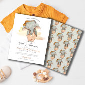 Eenvoudige Schattigee Waterverf Olifant Meisje Bab Kaart