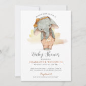 Eenvoudige Schattigee Waterverf Olifant Meisje Bab Kaart (Voorkant)