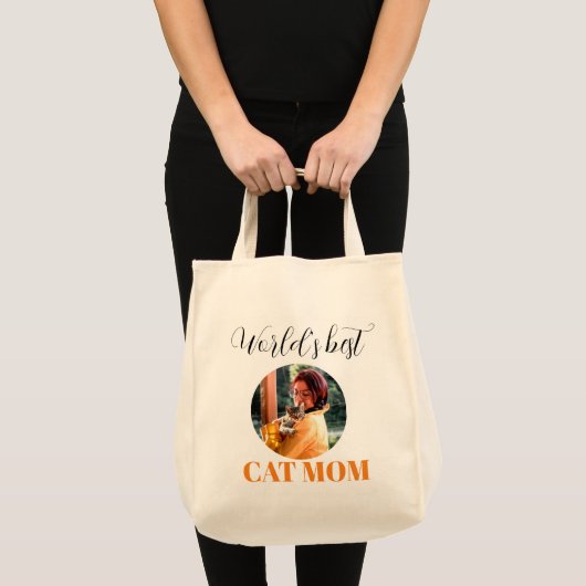Eenvoudige Schattigee wereld's beste kat mam foto Tote Bag (Voorkant (product))