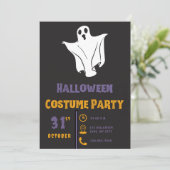 Eenvoudige Schattigee witte spook zwart Halloween Kaart (Staand voorkant)