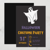 Eenvoudige Schattigee witte spook zwart Halloween Kaart (Voorkant / Achterkant)