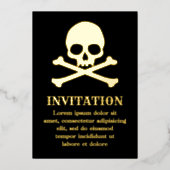 Eenvoudige Schedel en Gekruiste Botten Folie Uitnodiging (Voorkant)