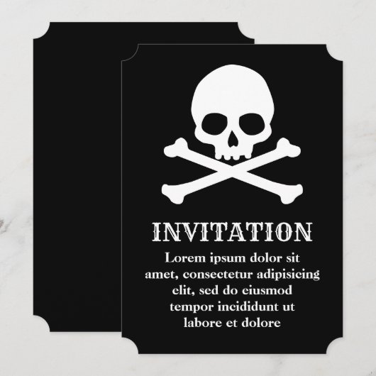 Eenvoudige Schedel en Gekruiste Botten Uitnodiging (Voorkant / Achterkant)