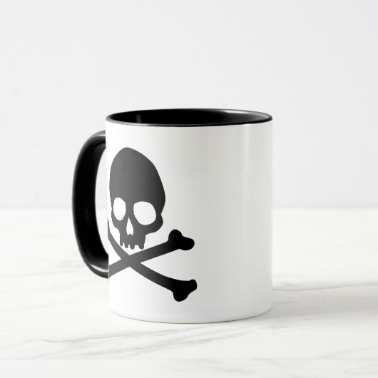Eenvoudige schedel en kruisbeenderen mok (Voorkant links)