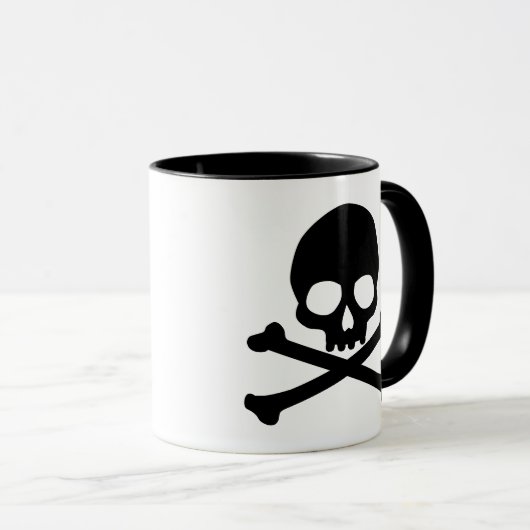 Eenvoudige schedel en kruisbeenderen mok (Voorkant rechts)