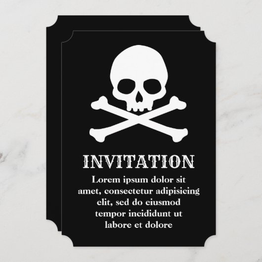 Eenvoudige Schedel en Kruisbeenderen Uitnodiging (Voorkant / Achterkant)
