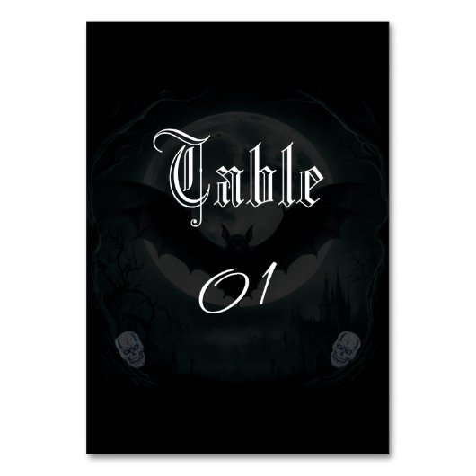 Eenvoudige schedel vleermuizen Gotische bruiloft Kaart (Voorkant)