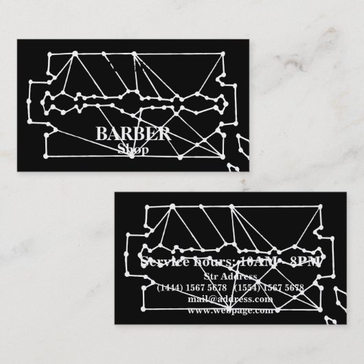 Eenvoudige scheermeskapper visitekaartje (Voorkant / Achterkant)