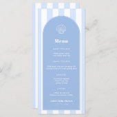 Eenvoudige schelp blauw-wit kustbruiloft menu (Voorkant / Achterkant)
