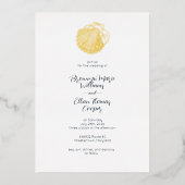 Eenvoudige Schelp Seashell en Deep Pruisisch Blauw Folie Uitnodiging (Voorkant)