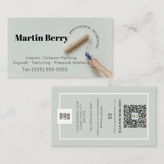 Eenvoudige Schilder en decorateur interieur ontwer Visitekaartje (Voorkant / Achterkant)