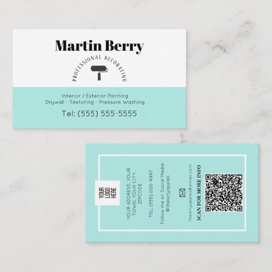 Eenvoudige Schilder en decorateur interieur ontwer Visitekaartje (Voorkant / Achterkant)
