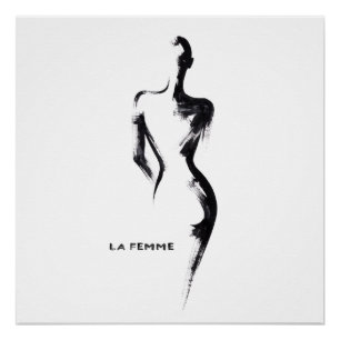 Eenvoudige schildering gouache La Femme 01 poster