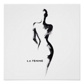 Eenvoudige schildering gouache La Femme 01 poster