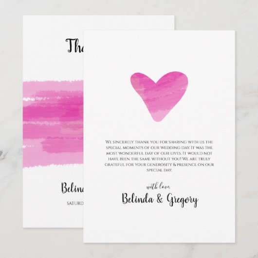 Eenvoudige schilderslagen en harthuwelijk bedankkaart (Voorkant / Achterkant)