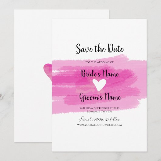 Eenvoudige schilderslagen en harthuwelijk sparen d save the date (Voorkant / Achterkant)