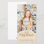 Eenvoudige schone crème witte Kerstvakantie foto Feestdagenkaart (Voorkant / Achterkant)