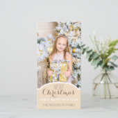 Eenvoudige schone crème witte Kerstvakantie foto Feestdagenkaart (Staand voorkant)