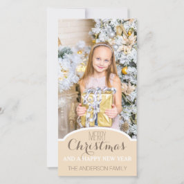 Eenvoudige schone crème witte Kerstvakantie foto Feestdagenkaart